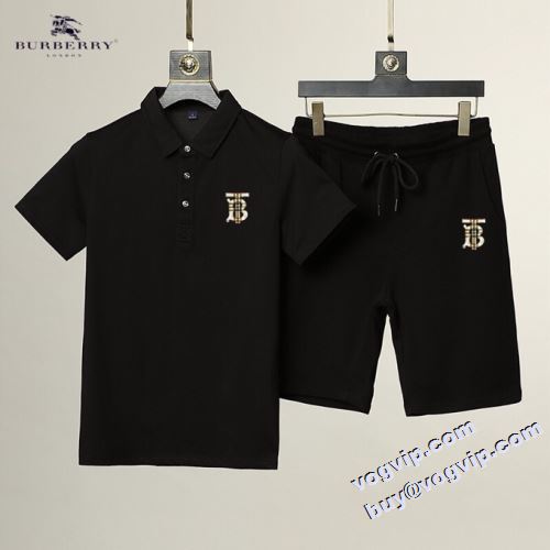 2022 バーバリースーパーコピー 落ち着いた感覚 BURBERRY 半袖Tシャツ 上下セット 2色可選 夏のカジュアル系ファッションに必ず大活躍のアイテム