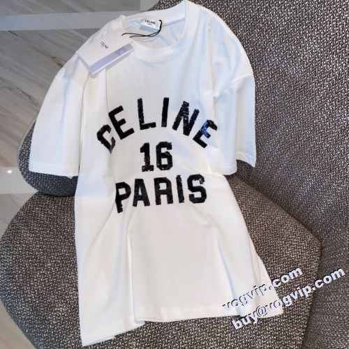 ★安心★追跡付 2022 優しいフィット感 セリーヌ CELINEコピーブランド 半袖Tシャツ