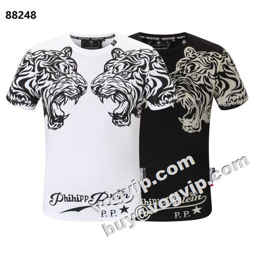 大絶賛！フィリッププレイン PHILIPP PLEIN 2022春夏 半袖Tシャツ PHILIPP PLEIN偽物ブランド 2色可選