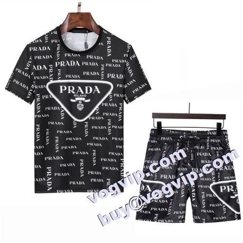  プラダコピー 落ち着いた感覚 上下セット 2022 半袖Tシャツ 2色可選 PRADAコピー   