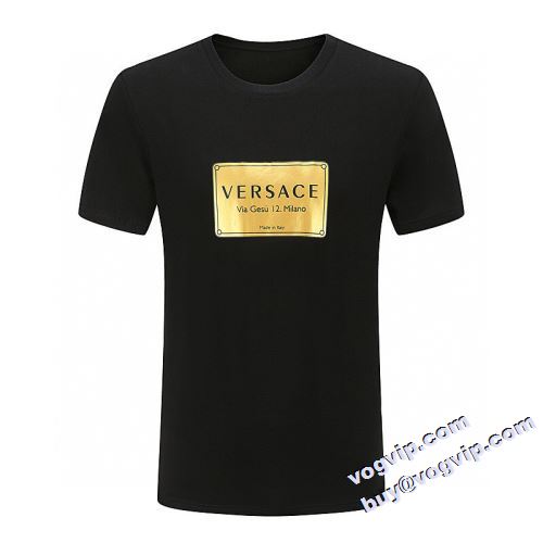 半袖Tシャツブランド 偽物 通販 2022秋冬 高級感漂わせる ヴェルサーチ VERSACE 2色可選 Tシャツ 半袖 ゆったり カジュアル