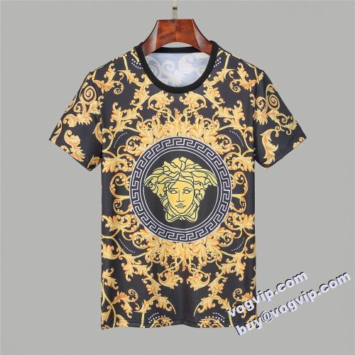 ブランド コピー 機能性?耐久性抜群 ヴェルサーチ VERSACE 半袖Tシャツ カジュアル 着痩せ 上着 夏新作 可愛い