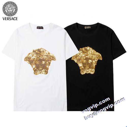 2022秋冬 ヴェルサーチ VERSACE 吸水速乾 紫外線遮蔽 紫外線防止 半袖Tシャツ 可愛く上品な雰囲気 VERSACEブランドコピー 2色可選