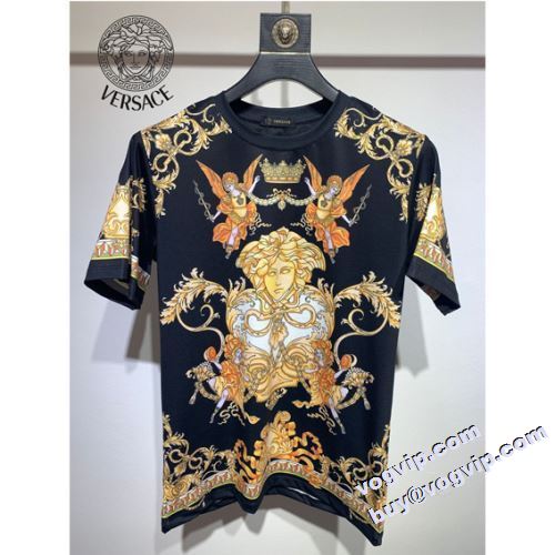 サイズ豊富 2022秋冬 ヴェルサーチコピー ブランド ヴェルサーチ VERSACE 半袖Tシャツ 吸水性?通気性に優れた涼しい生地