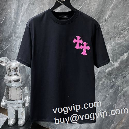 【激安】 CHROME HEARTSブランド コピー 2023春夏 tシャツメンズ ブランド 半袖 tシャツ おしゃれ 綿100 カジュアル 半袖Tシャツ 2色可選
