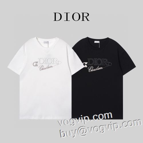 吸汗速乾 2023 デザイン性の高い ディオール DIORコピー ブランド 半袖Tシャツ 2色可選