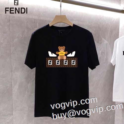 お買い得品 フェンディ FENDI ブランド コピー 販売 2色可選 2023 半袖Tシャツ 自然な肌触り