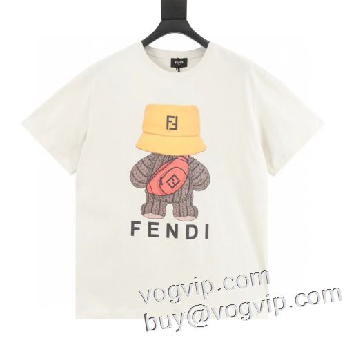 高評価の人気品 フェンディ 2色可選 FENDIブランド コピー 縦には伸びにくい 半袖Tシャツ 2023年モデル入荷