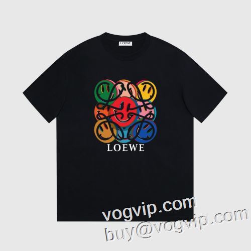 海外セレブ定番愛用 ロエベスーパーコピー LOEWE 2023新作 半袖Tシャツ 収縮性のある 3色可選