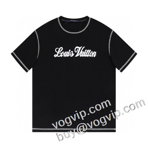最安値2023 ルイ ヴィトンブランド 偽物 通販 半袖Tシャツ2色可選LOUIS VUITTONコピーブランド