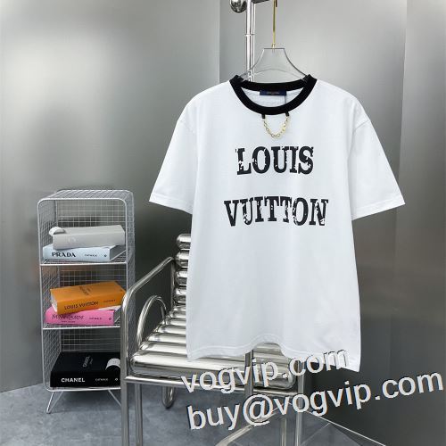 格安！ 2023春夏季超人気 ルイ ヴィトン LOUIS VUITTON偽物ブランド 半袖Tシャツ 2色可選 シンプル おしゃれ かっこいい 着痩せ セール