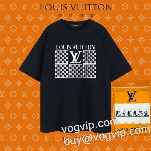 値下げ！ 2023春夏 ルイ ヴィトン LOUIS VUITTONスーパーコピー 半袖Tシャツ メンズ おしゃれ 無地Tシャツ 夏服 カジュアル 2色可選