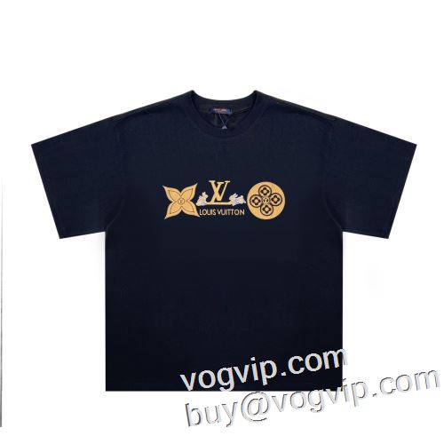 偽物ブランド 今一番HOTな新品 2023年モデル入荷 ルイ ヴィトン LOUIS VUITTON 縦には伸びにくい 半袖Tシャツ 2色可選