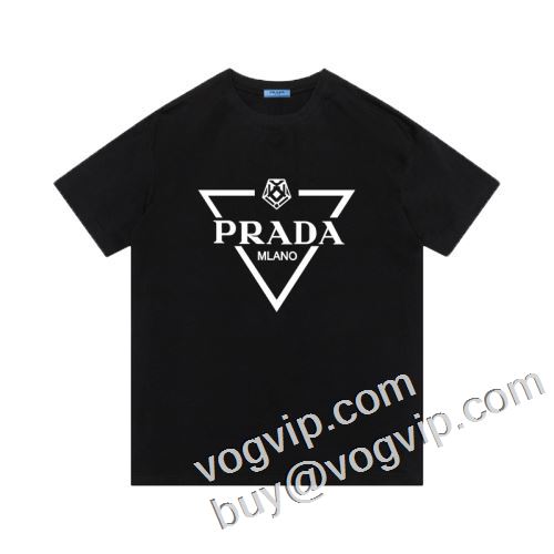 最安値挑戦！PRADAブランド コピー 品質保証2023 プラダコピー半袖Tシャツ2色可選 人気通販