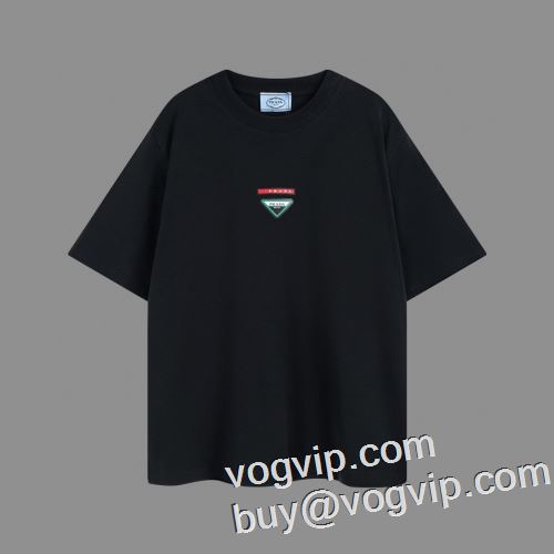 人気セール格安 プラダ PRADAブランド コピー Tシャツ 通気性 吸汗速乾 2023 半袖Tシャツ 2色可選