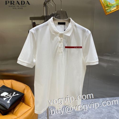 【大人気】定番商品 プラダ PRADAスーパーコピー 激安 暖かみのある肌触り 2023 半袖ポロシャツ 2色可選