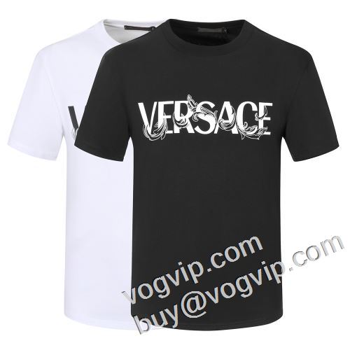 最安値お買い得 ヴェルサーチコピー2023春夏季新作 VERSACE偽物ブランド半袖Tシャツ2色可選