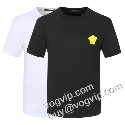 永遠の定番モデル VERSACEコピーブランド半袖Tシャツ2色可選 人気定番2023 優れた品質ヴェルサーチコピー 
