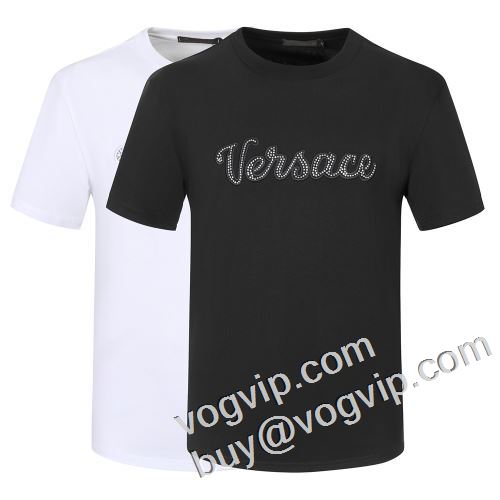 人気定番2023 海外通販ヴェルサーチコピーブランド 限定特価 VERSACE偽物ブランド半袖Tシャツ 2色可選