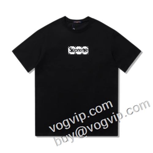 人気商品 ルイ ヴィトン x ブランド 偽物 通販 2023 日本未入荷モデル シュプリーム Supreme x LV 半袖Tシャツ