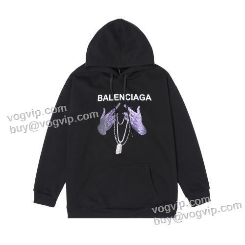 23FW最も需要のある HOT新作登場 バレンシアガブランド コピー BALENCIAGA パーカー 2色可選 肌触りの良い柔らかな質感のコットン混フリースパーカー