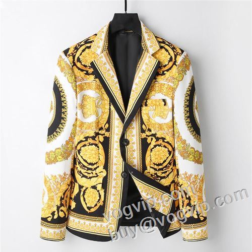 定番のアイテム ブランド 偽物 通販 ヴェルサーチ VERSACE 2023秋冬 ブルゾン ダブルスーツ 軽量ジャケット