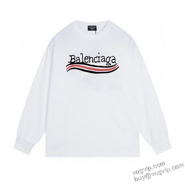 豊富なサイズ バレンシアガ ブランド 偽物 通販 2024秋冬季超人気 長袖Tシャツ 2色可選 流行に関係なく長年愛用できる