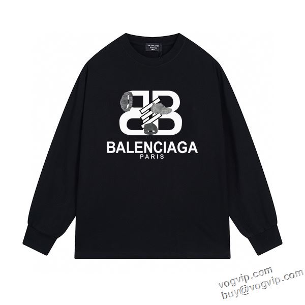 人気商品登場 バレンシアガ ブランドコピー 優しいフィット感 長袖Tシャツ 2色可選 2024最新入荷