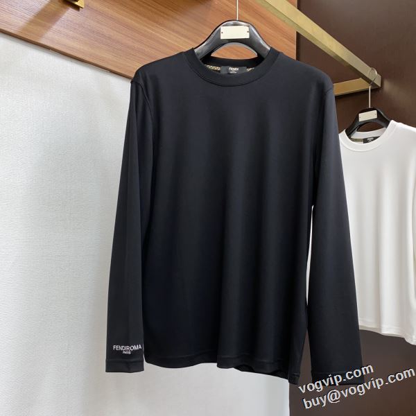 綺麗に決まるフォルム! フェンディ コピー ブランド 自然な肌触り 長袖Tシャツ 2色可選 2024年モデル入荷