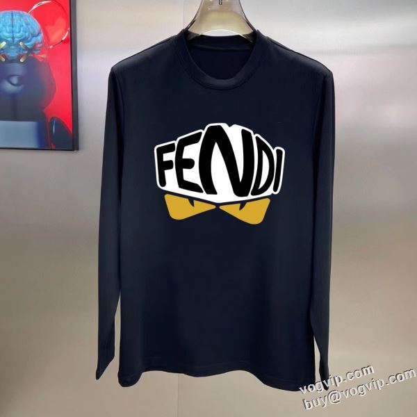 2024高評価 早くも完売している フェンディ FENDI コピーブランド 長袖Tシャツ 2色可選 防寒 保温 春 秋 冬 人気 カジュアル