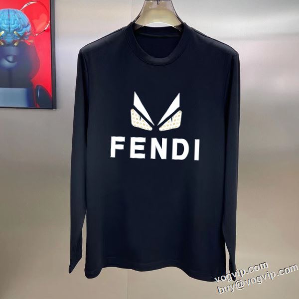 フェンディ FENDI 優美なお出かけスタイル 2024秋冬 スーパーコピーサイト 長袖Tシャツ 2色可選 スリムなシルエットデザイン