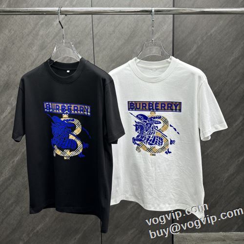 目玉商品 バーバリー ブランドスーパーコピー 半袖Tシャツ 2色可選 2024春夏 縦には伸びにくい