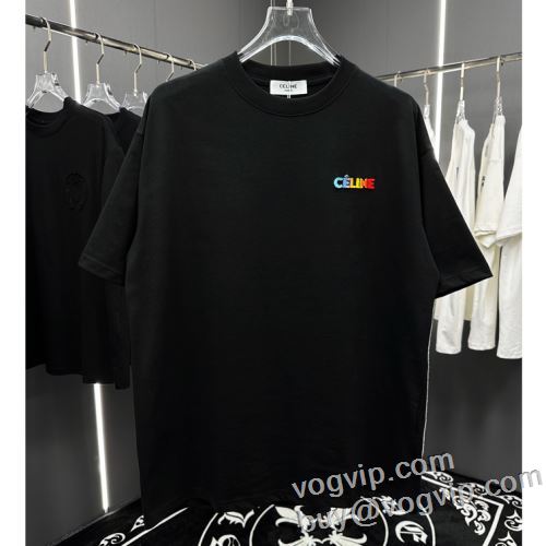 ファッション 人気 ブランドスーパーコピー 激安専門店 2024限定セール セリーヌ CELINE 半袖Tシャツ 2色可選 サマー おしゃれ 白Tシャツ