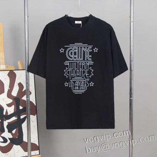 コスパ最高のプライス セリーヌ CELINE 2024限定セール 半袖Tシャツ 涼しい カジュアル 春 夏 薄手 2色可選 スーパーコピー n級品