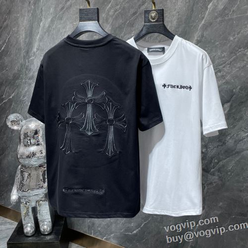 ブランド服 コピー クロムハーツ CHROME HEARTS 高級感漂わせる 半袖Tシャツ 2色可選 カジュアル系ファッションの定番アイテム 2024最新入荷