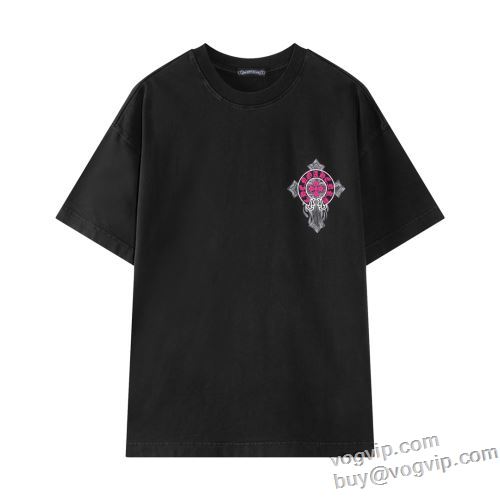 ブランド 偽物 通販 半袖Tシャツ 2024新款 縦には伸びにくい クロムハーツ CHROME HEARTS 2色可選 お洒落な存在感 