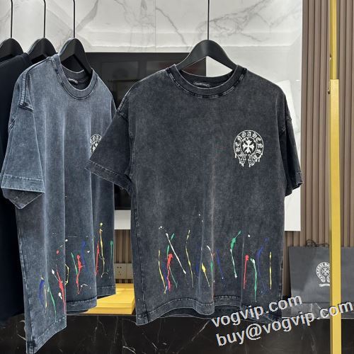 クロムハーツ 人気商品 半袖Tシャツ 2色可選 CHROME HEARTS ブランド コピー 2024春夏新作 肌に馴染みやすい