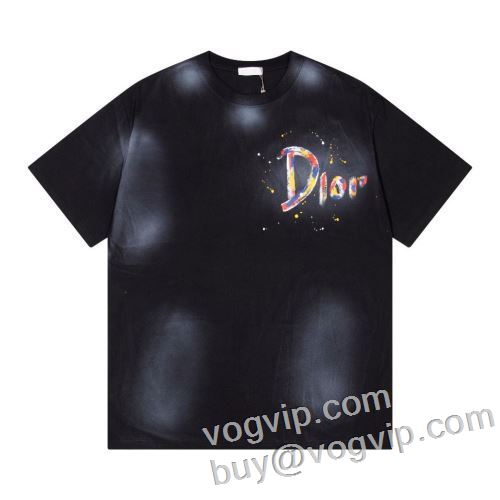 スーパーコピー 激安 涼しい カジュアル 春 夏 薄手 Tシャツ ディオール DIOR 2024 半袖Tシャツ 2色可選 売れ筋のいい
