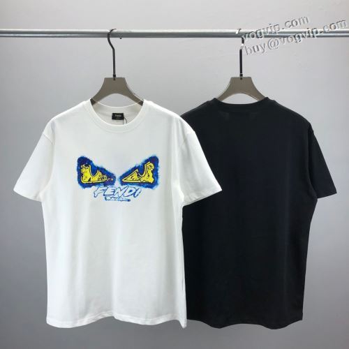 お買得 FENDI 半袖Tシャツ 2色可選 2024最新入荷 フェンディブランドコピー 縦には伸びにくい