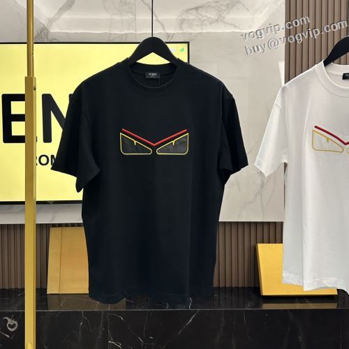 スーパーコピー信用できるサイト 2024新作品 フェンディ FENDI 半袖Tシャツ 頑丈な素材 2色可選 上品上質