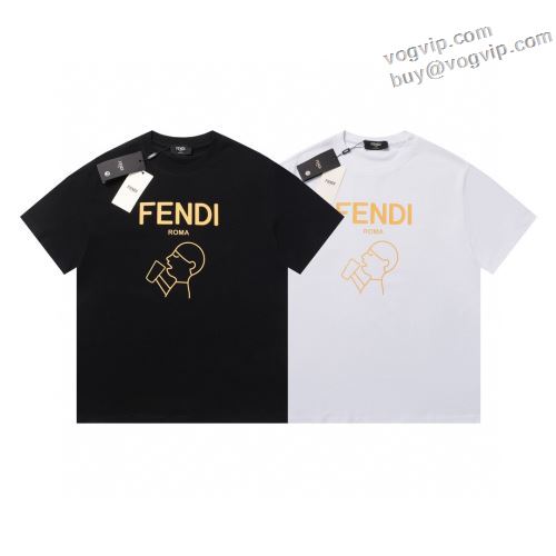 コピーブランド 2024新款 2年以上連続１位獲得 フェンディ FENDI 半袖Tシャツ 2色可選 吸汗速乾