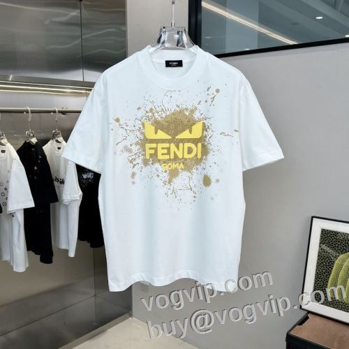 大人気再登場 フェンディスーパーコピー FENDI 半袖Tシャツ お洒落に魅せる 2色可選 2024新作品