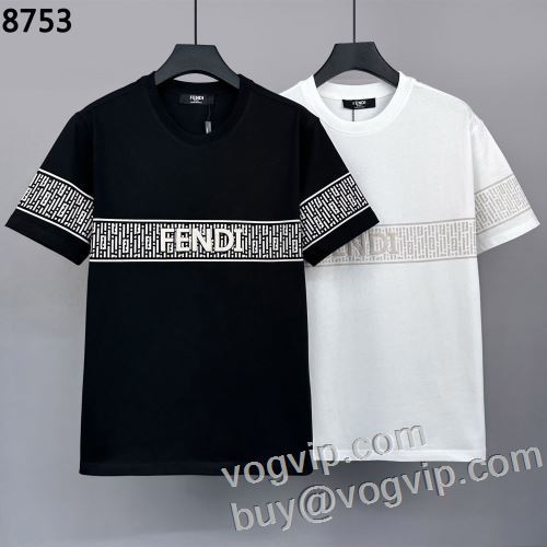 人気販売中 フェンディコピー 半袖Tシャツ 2色可選 FENDI 2024お買い得高品質 通気性に優れた