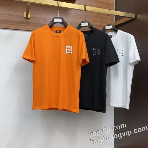 大人っぼい 2024最新入荷 お洒落に魅せる 半袖Tシャツ 3色可選 フェンディ スーパーコピー 激安
