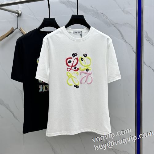 大絶賛！ ロエベ ブランド 偽物 通販 肌に馴染みやすい 半袖Tシャツ 2色可選 2024春夏新作