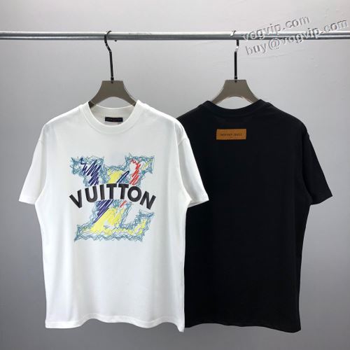 着心地抜群 ルイ ヴィトンコピー 2024春夏季超人気 LOUIS VUITTON 半袖Tシャツ 吸汗速乾 2色可選