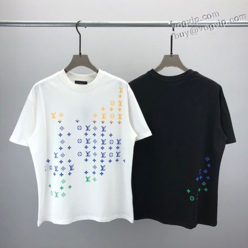 2024春夏季超人気 ルイ ヴィトンコピー ブランド 吸汗性に優れ LOUIS VUITTON 半袖Tシャツ 2色可選 上品上質