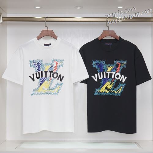 耐久性のある コピー商品 2024夏季 ルイ ヴィトン LOUIS VUITTON 2色可選 天然が柔らかくて 半袖Tシャツ