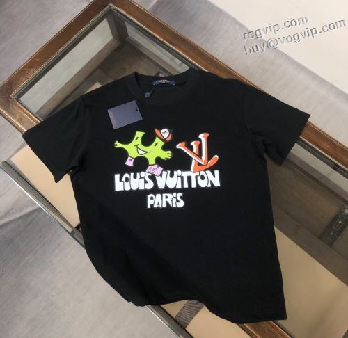 最高N級ブランドコピー デザイン性の高い 2024夏季 ルイ ヴィトン LOUIS VUITTON 半袖Tシャツ 2色可選 サマー おしゃれ 白Tシャツ