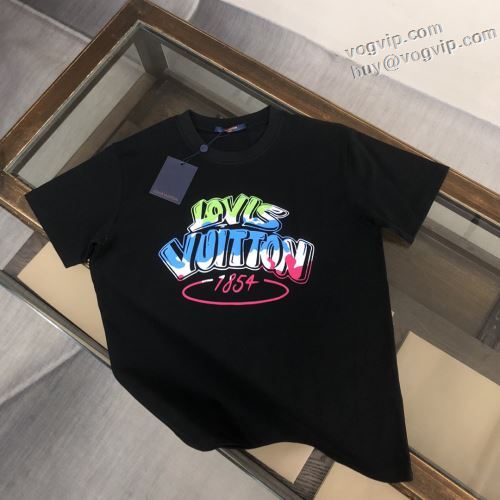 絶大な人気を誇る 2024お得格安 ルイ ヴィトンスーパーコピー LOUIS VUITTON 吸汗性に優れ 半袖Tシャツ 2色可選